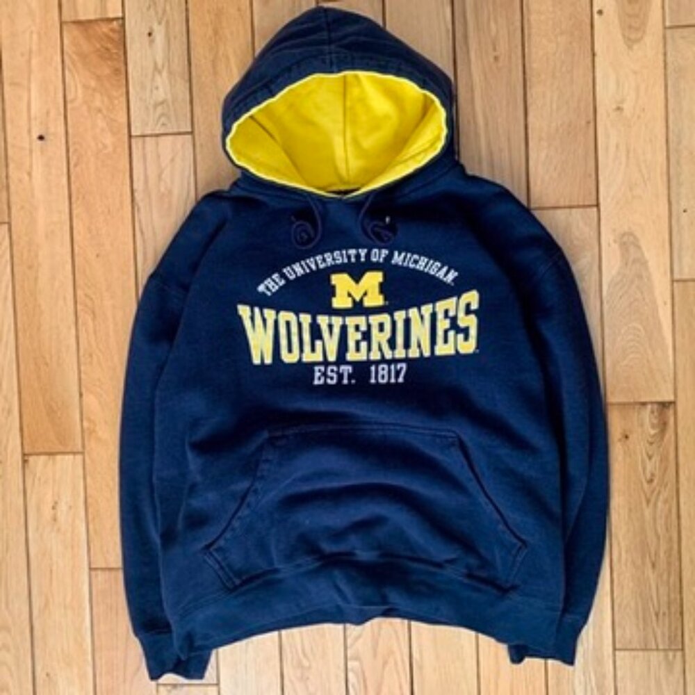 michigan wolverines Hoodie Women’s Medium Pullover Sweater Blue Yellow Pro Edge